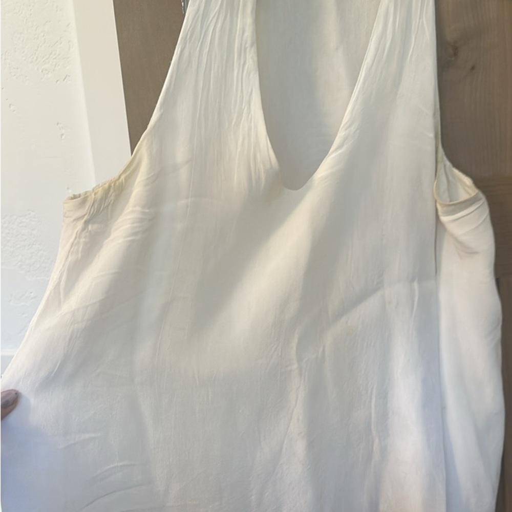 Cream Asymmetrical Sleeveless Tank Top